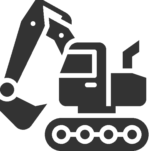 Flaticon Icon für einfacher Schaufel-Bagger (Excavator) mit Details in Corporate Dunkelgrau der excav UG ohne Hintergrund freigestellt 2