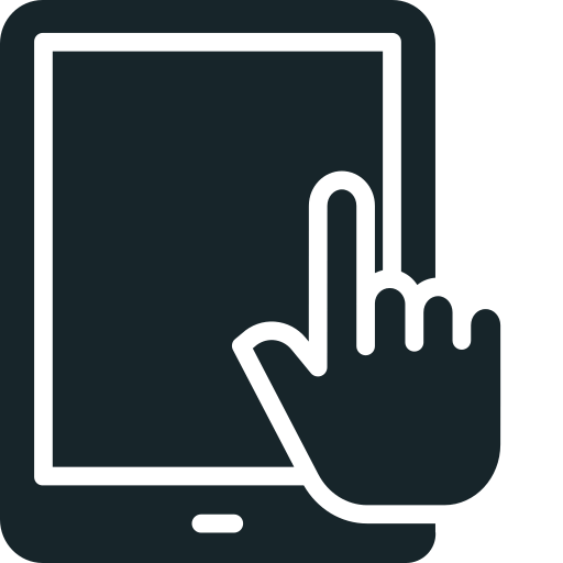 Flaticon Icon für Tablet mit Nutzerhand Corporate Dunkelgrau der excav UG