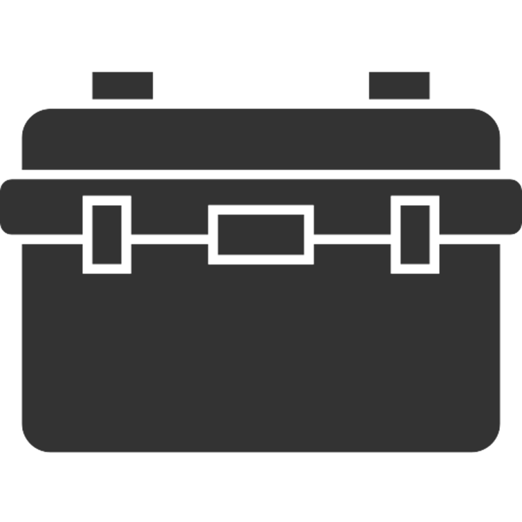 Icon Flaticon Dunkelgrau Koffer für Transport Hartschalenkoffer auf Baustellen