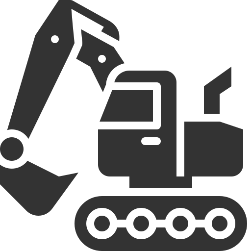 Icon Flaticon Dunkelgrau Bagger für Baustelle